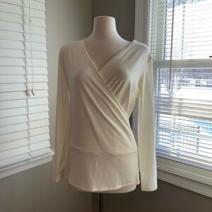 Soft Surroundings Cream Long Sleeve Wrap Blouse